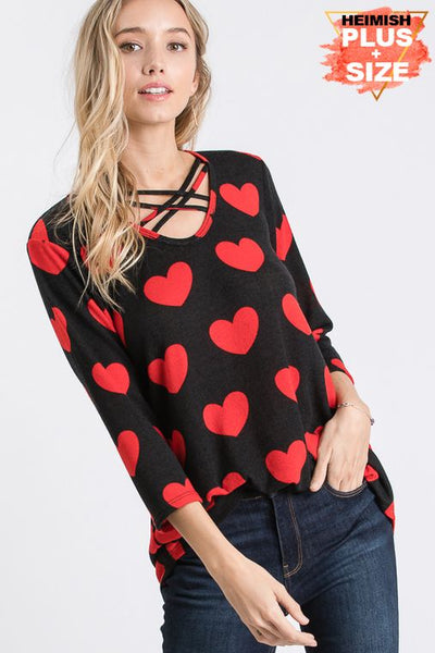 Candy Heart Crush Criss Cross Chest Top - Ruby Rebellion