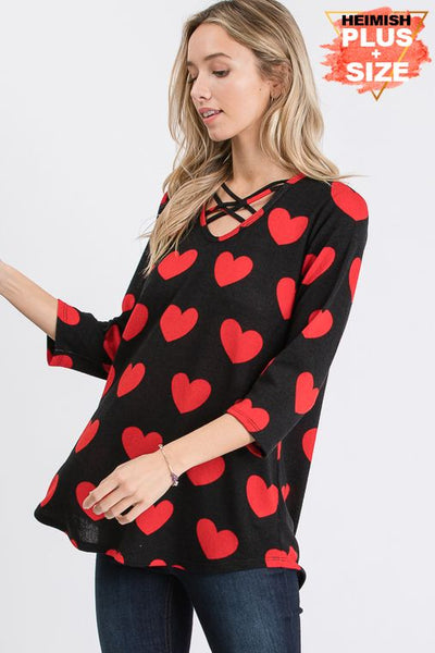 Candy Heart Crush Criss Cross Chest Top - Ruby Rebellion