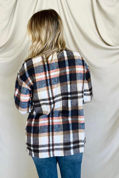 Oh My Gourd Plaid Flannel Shacket With Pockets
