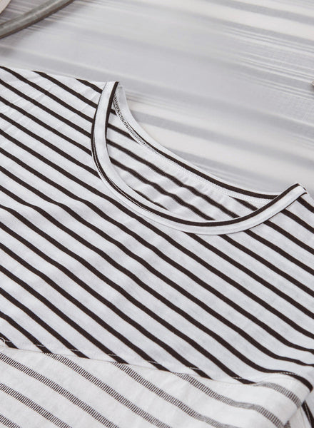 Striped Patchwork Short Sleeve Top