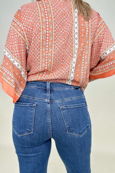 Risen High Rise Front Pocket Sailor Flare Jeans